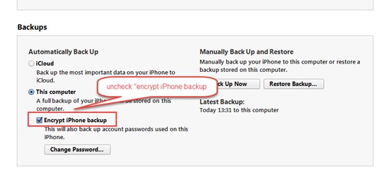encrypt iphone backup