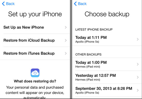 choose backup